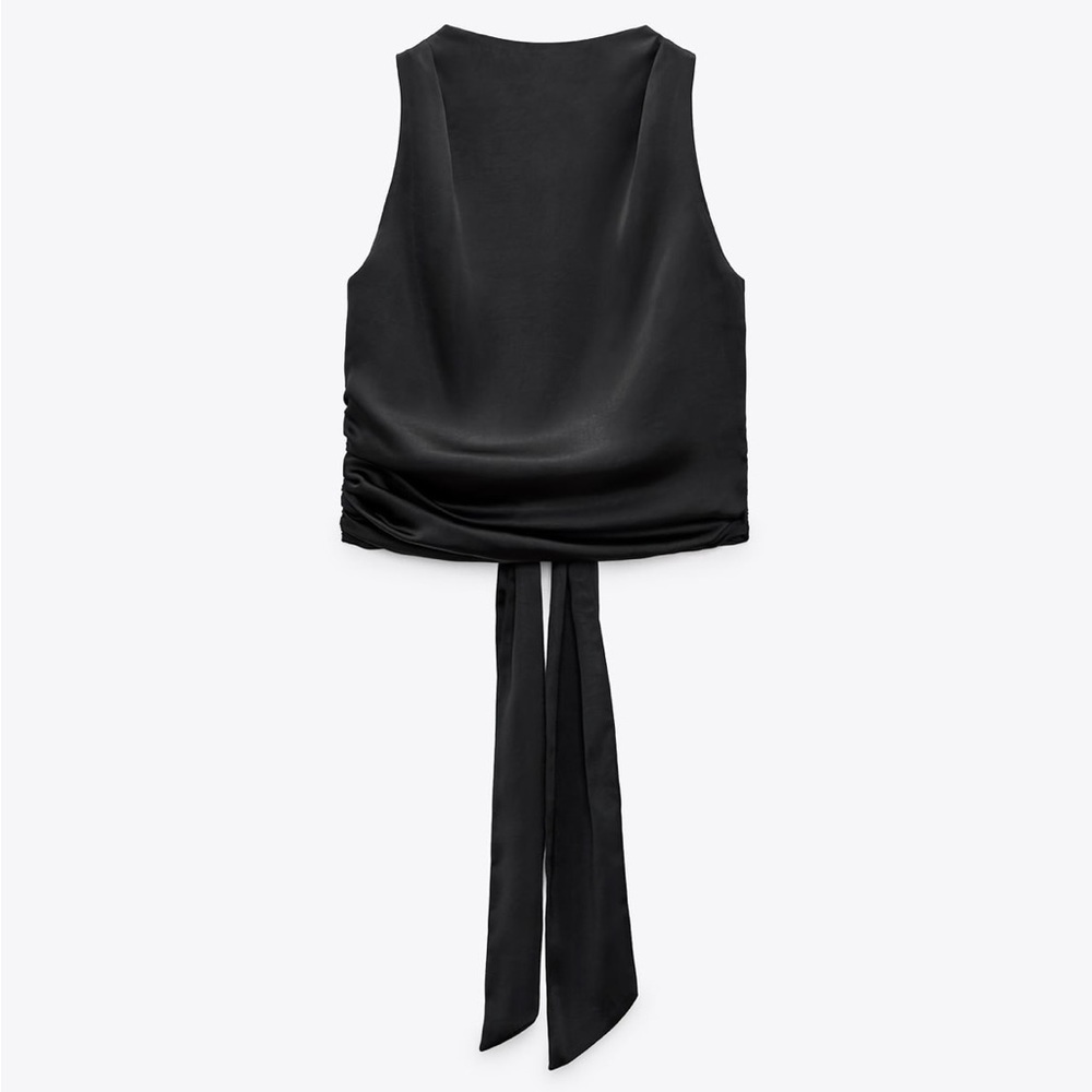 Zara Open Back Satin Effect Top Wrap/Tie Closure